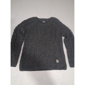 Carhartt Women's Dark Gray Cable Knit Crewneck Sweater